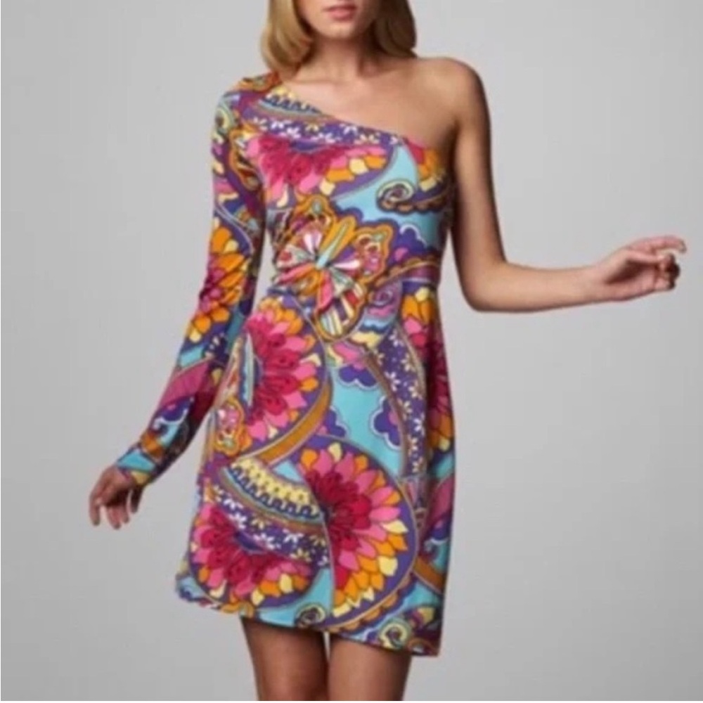 Lilly Pulitzer Pink and Orange Asymmetrical One-Shoulder Whitaker Dress